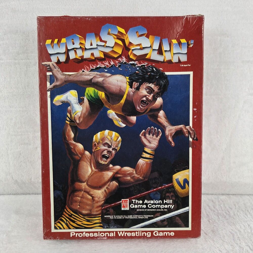 Vintage 1990 Wrasslin Wrestling Strategy Card Game Avalon Hill Bookcase COMPLETE